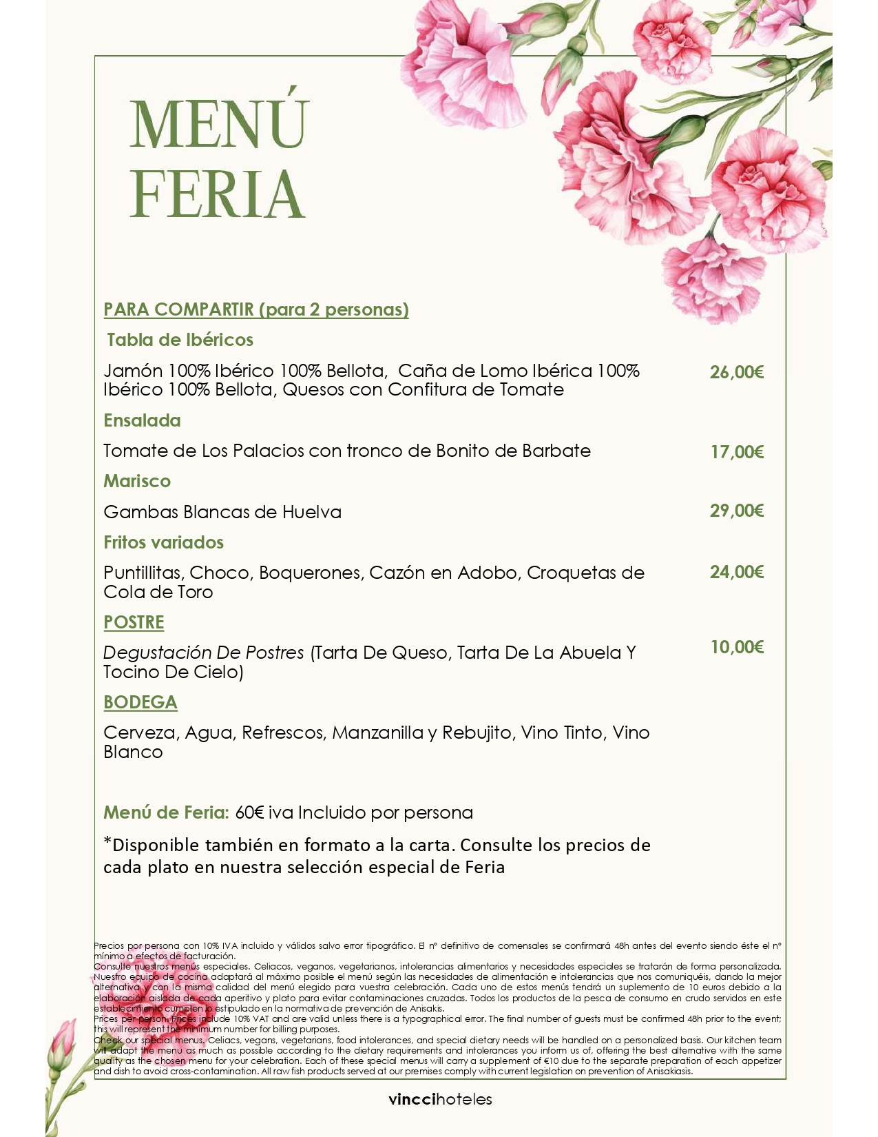 Menu Feria en Restaurante Recoveco en Sevilla